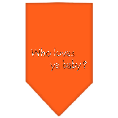 Who Loves Ya Baby Rhinestone Bandana Orange Small